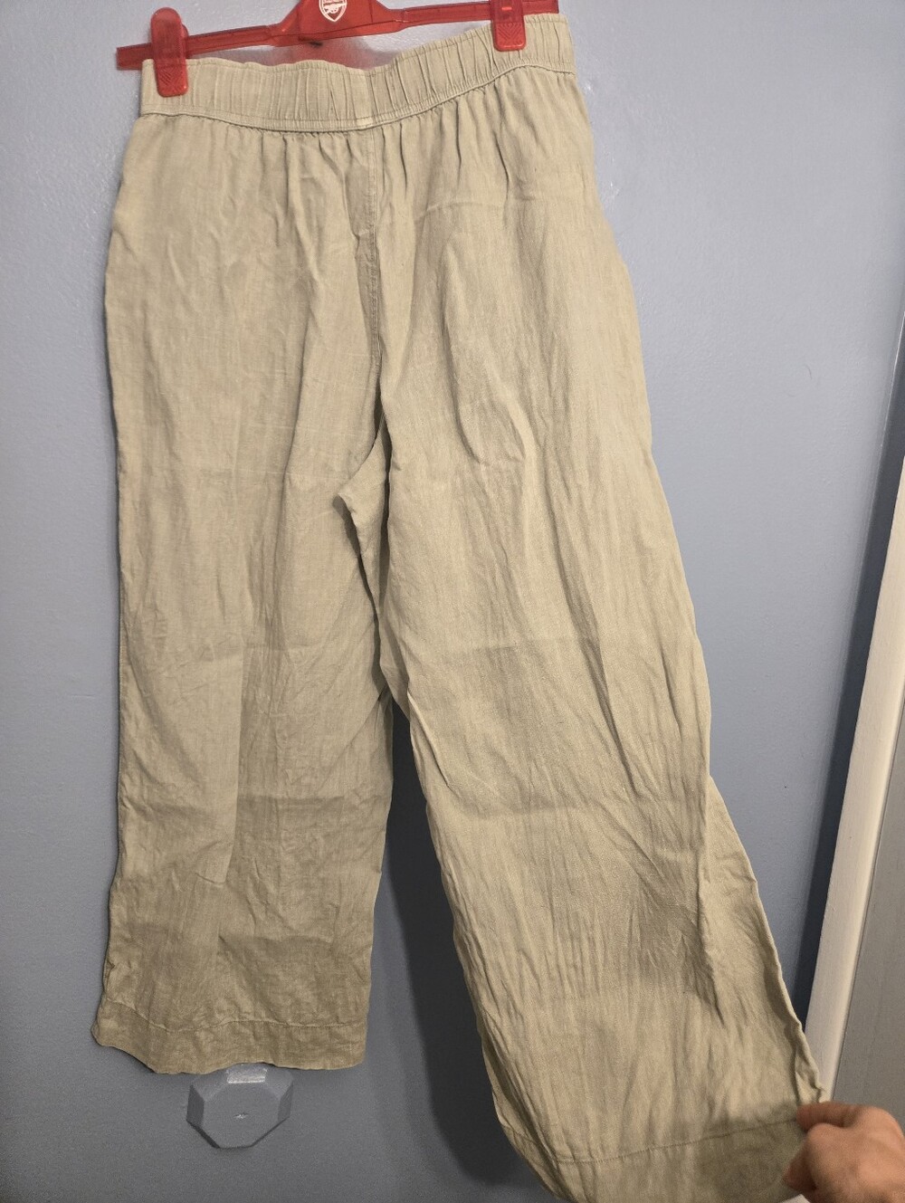 Tahari Green Wide-Leg Linen Pants